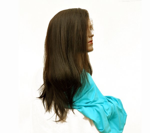 16 Inches Human Hair Silky Straight Glueless Lace Front Wigs 150% Density