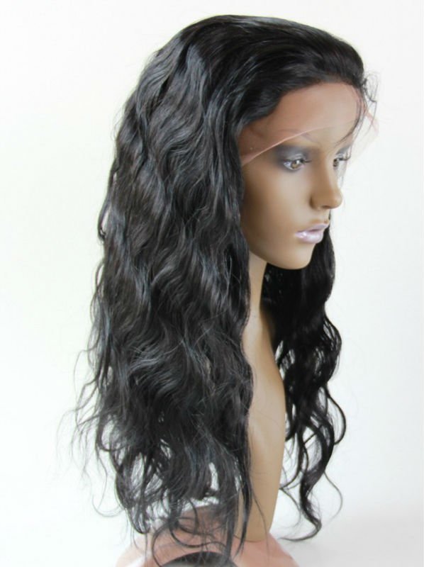 130% Density 18 Inches Human Hair Natural Color Body Wave Full Lace Wigs with combs