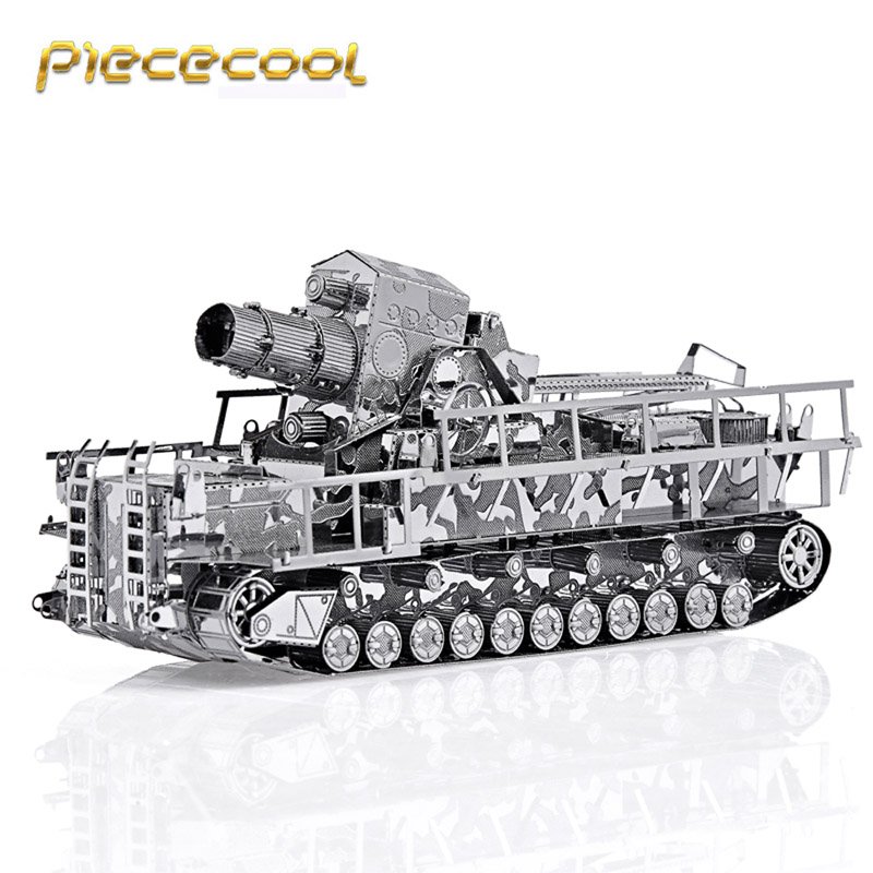 Piececool 3D Metal Puzzle Germany Railway Gun Tank Building Kits P035S DIY 3D Laser Cut Models Toys