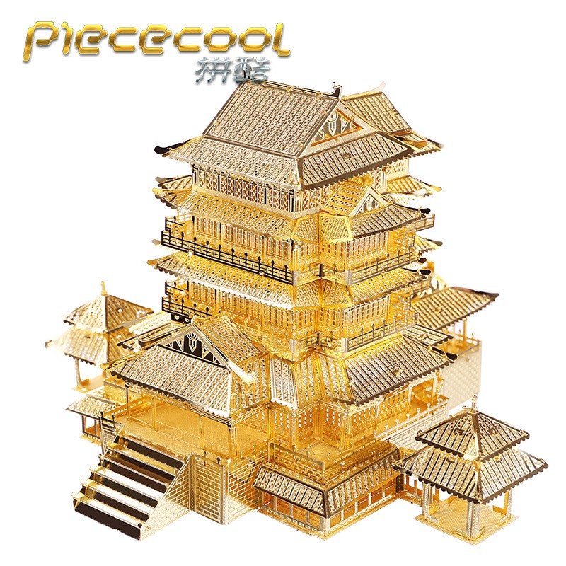 Piececool 3D Metal Puzzle Tengwang Pavilion Building Kits P067G DIY 3D Laser Cut Models Toys