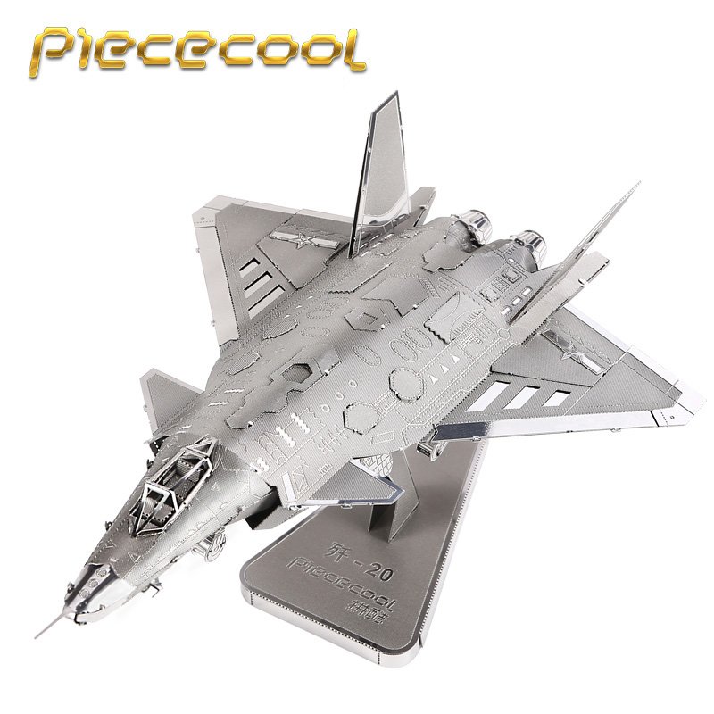 Piececool 3D Metal Puzzle Fighter J20 JET Building Kits P063S DIY 3D Laser Cut Models Toys
