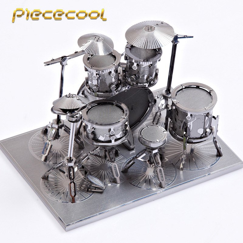 Piececool 3D Metal Puzzle Drum Set Musical Instruments Building P032S DIY 3D Laser Cut Models Toys