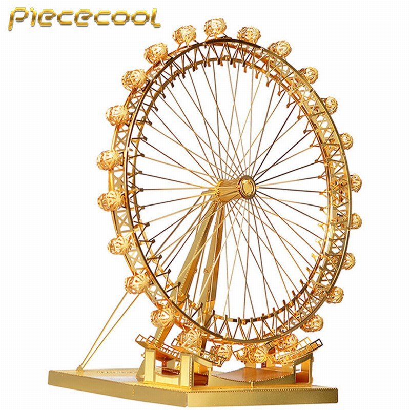 Piececool 3D Metal Puzzle London Eye Ferris Wheel Building Kits P043G DIY 3D Laser Cut Models Toys