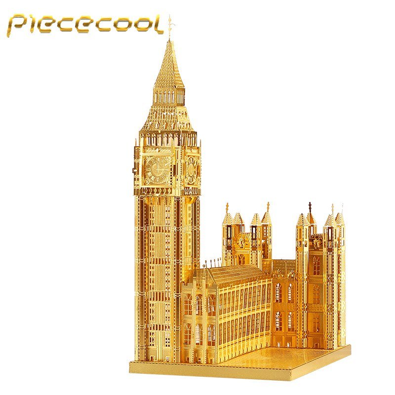 Piececool 3D Metal Puzzle Big Ben Building Kits P018G DIY 3D Laser Cut Models Toys - Gold