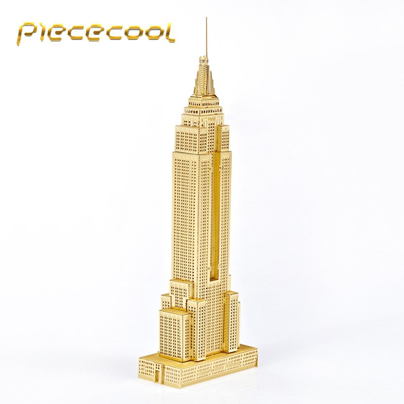 Piececool 3D Metal Puzzle Empire State Building Building P002G DIY 3D Laser Cut Models Toys - Gold