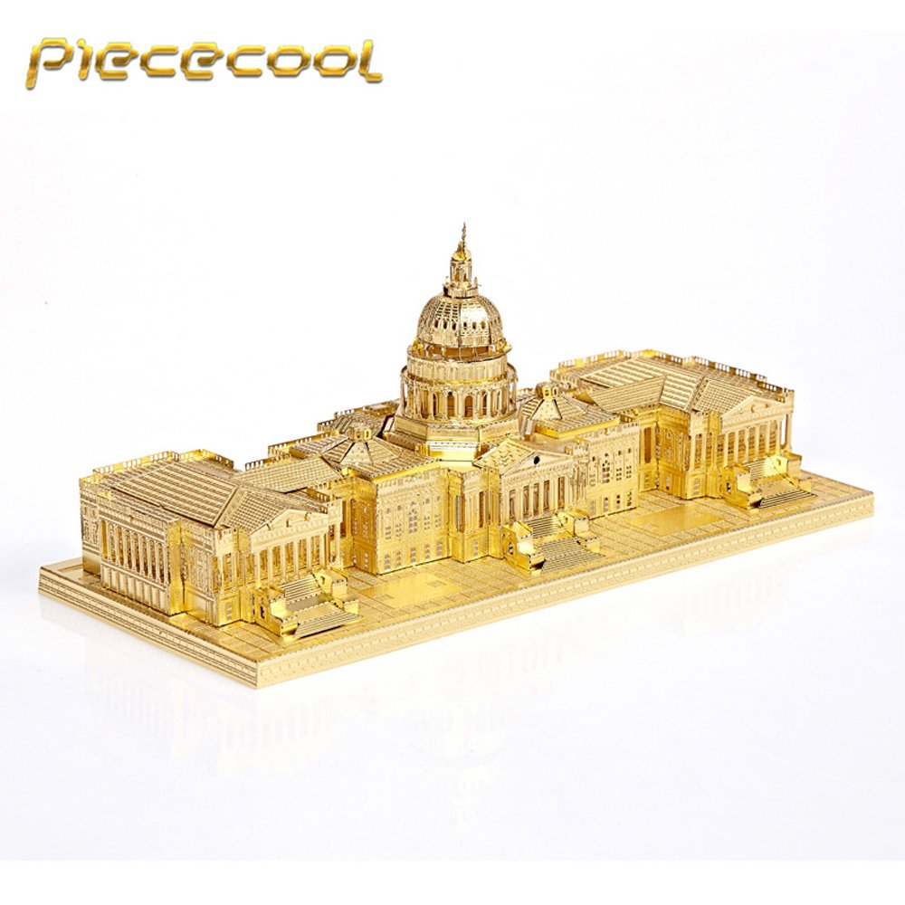 Piececool 3D Metal Puzzle US Capitol USC Building Kits P015G DIY 3D Laser Cut Models Toys - Gold