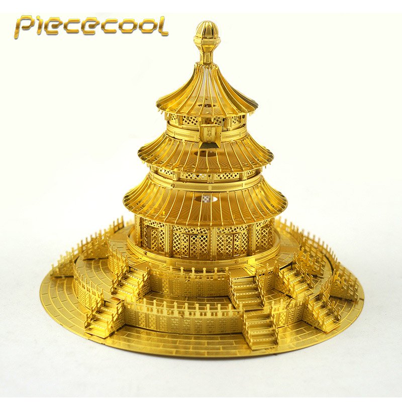 Piececool 3D Metal Puzzle Temple of Heaven Building P017G DIY 3D Laser Cut Models Toys For Audit