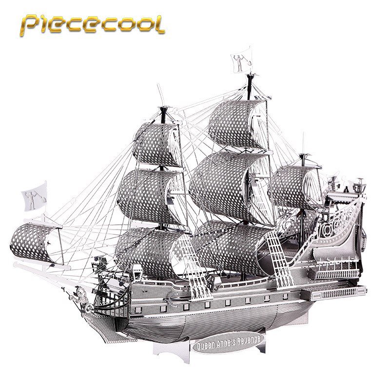 Piececool 3D Metal Puzzle Queen Anne's Revenge Boat P038S DIY 3D Laser Cut Models Toys For Audit