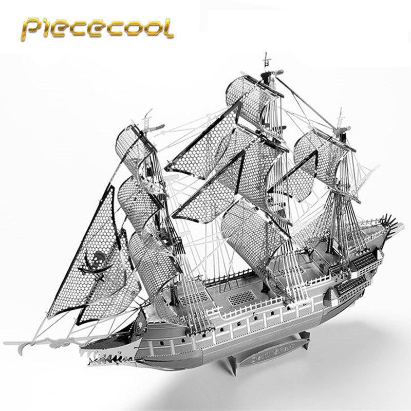 Piececool 3D Metal Puzzle The Flying Dutchwan Boat P040S DIY 3D Laser Cut Models Toys For Audit