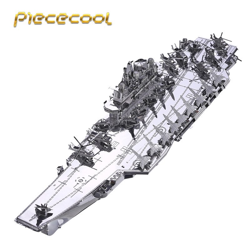 Piececool 3D Metal Puzzle Plan Liaoning Cv-16 Aircraft Carrier P056S DIY 3D Laser Cut Models Toys