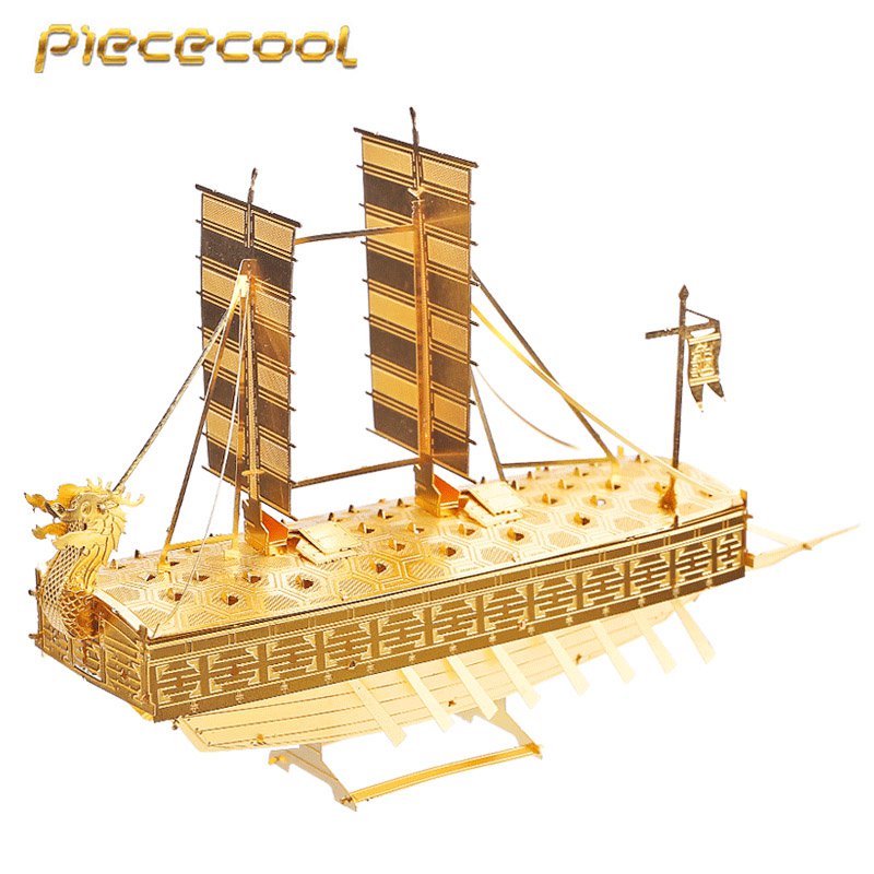 Piececool 3D Metal Puzzle Korea Geobukseon Boat P020G DIY 3D Laser Cut Models Toys For Audit