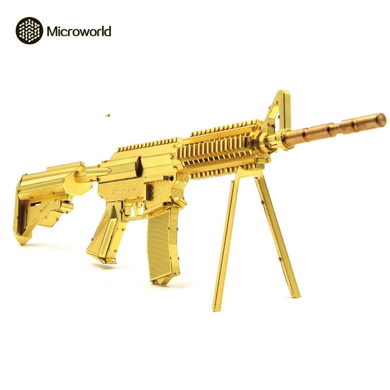 Microworld 3D Metal Puzzle 21CM M4A8 Carbine Gun Model Kit DIY 3D Laser Cut Assemble Jigsaw Toys