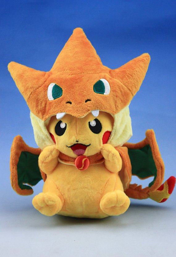 Pikachu Plush with MEGA Charizard Clothing Doll Pokemon / Pocket Monster 8inches