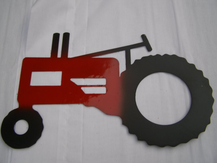 Metal Tractor art Red