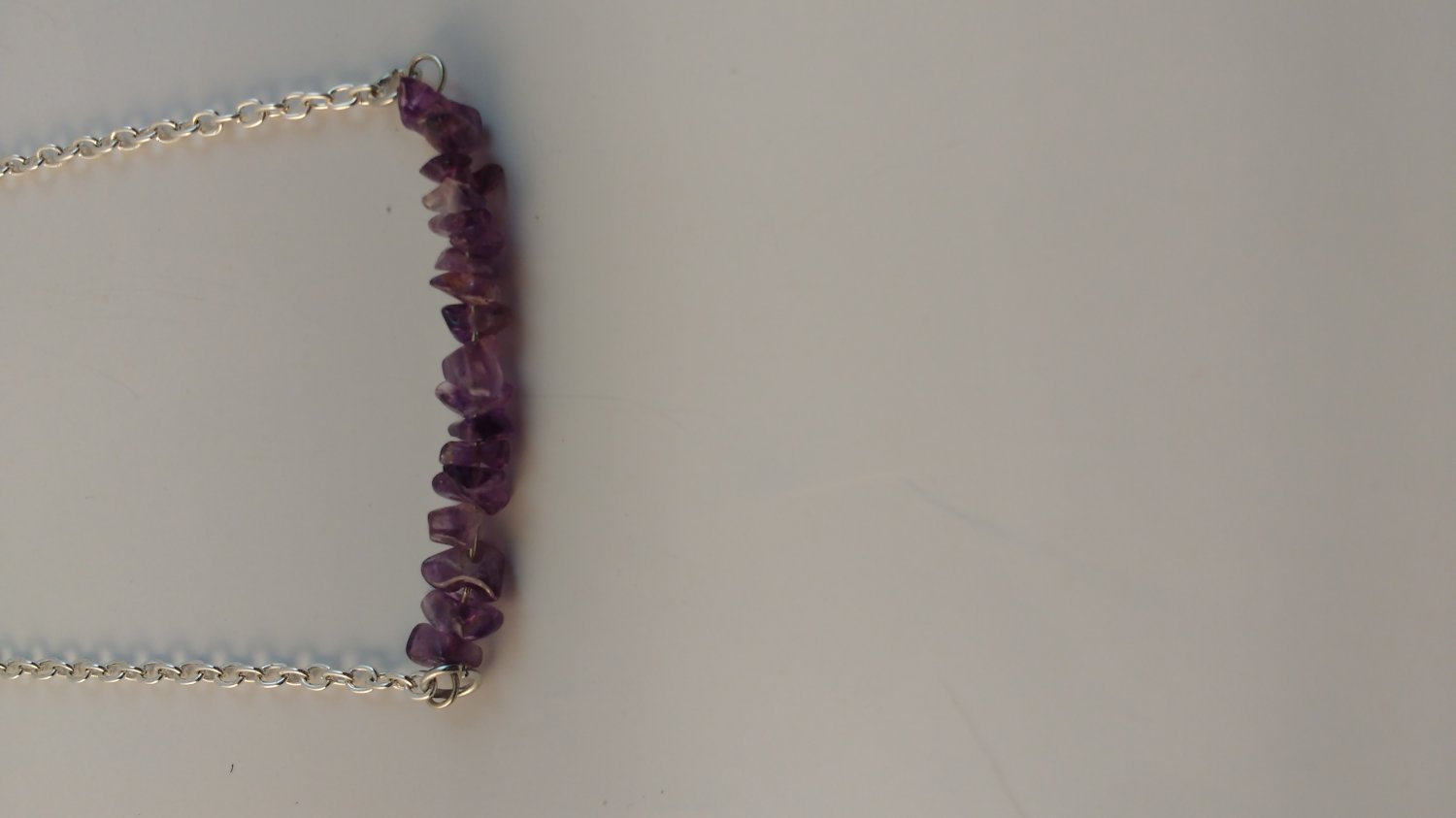 Handmade Amethyst Chip Bead Bar Necklace on a Silver Chain