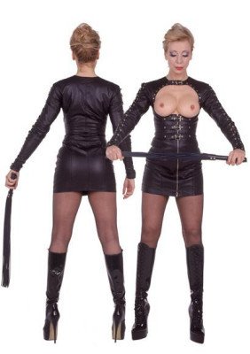 Brand New, MISTRESS Leather open Bust Dress XL Black $169.99