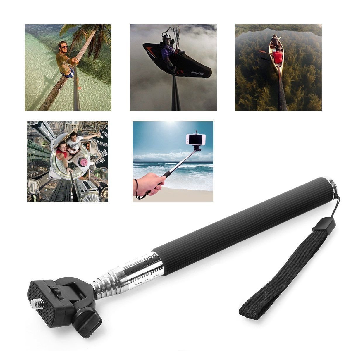 Vvhooy Extendable Aluminum Alloy Handheld Selfie Stick Monopod Tripod