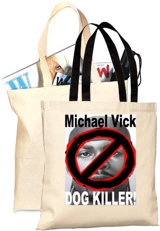 NO Michael Vick DOG KILLER Natural Cotton Shopping Tote
