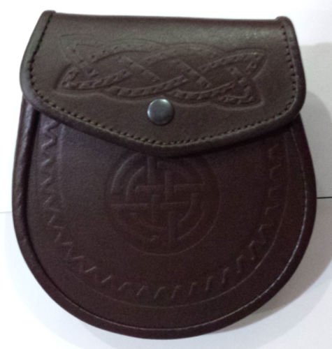 BROWN LEATHER EMBOSSED SPORRAN MEN'S