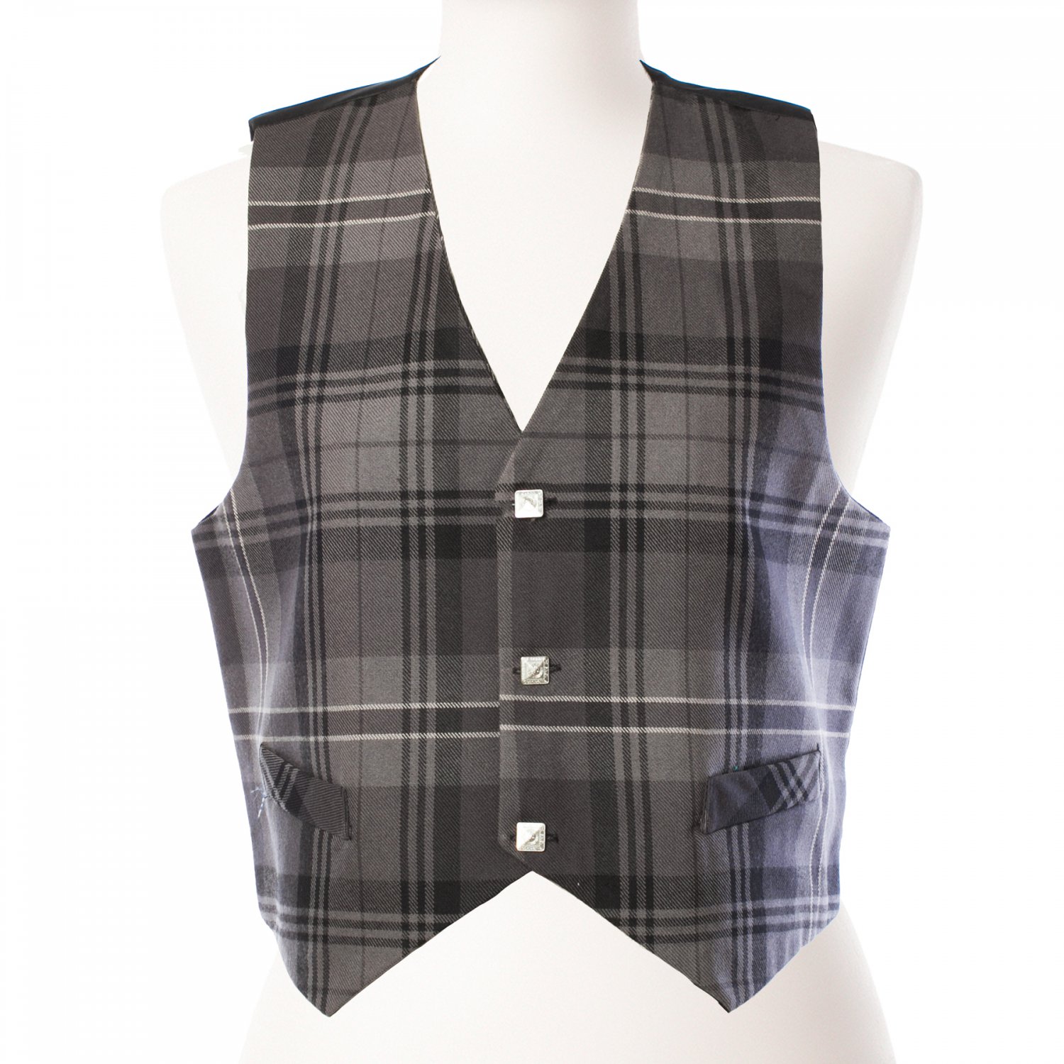 DE: Size 44 Premium Quality Gray Color Highland Tartan Plaid Vest Scottish Kilt Jacket Vest
