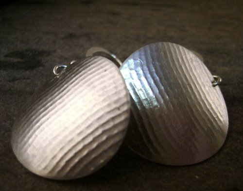 Textured sterling silver hand made earrings