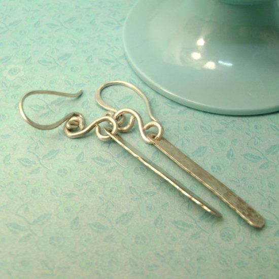 slip - hammered sterling silver earrings