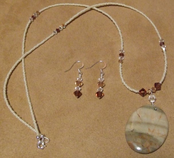 Silver Myst Gemstone Pendant and Swarovski Crystal Set