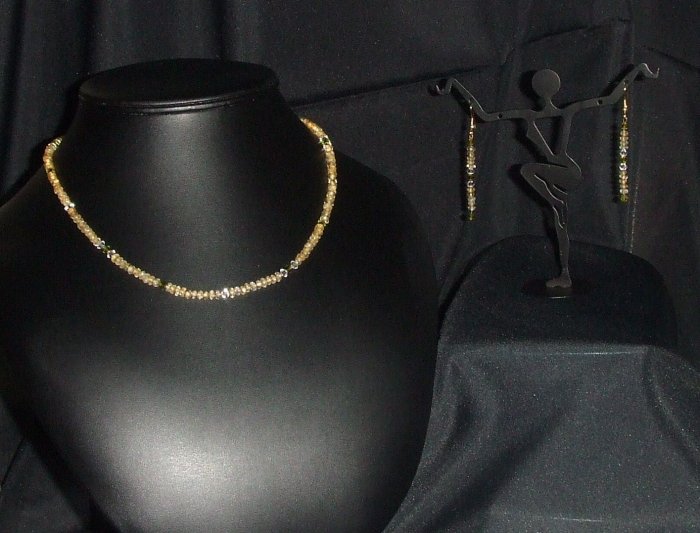 Citrine & Crystal Choker and Earring Set