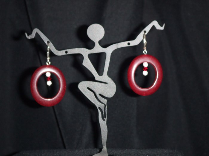 Cherry Red Candy Jade Oval Earrings