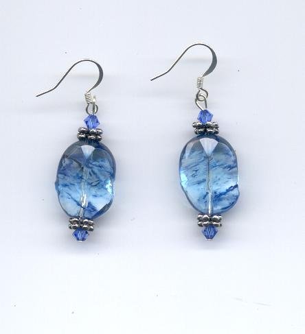 Blueberry Quartz & Sapphire Crystal Earrings