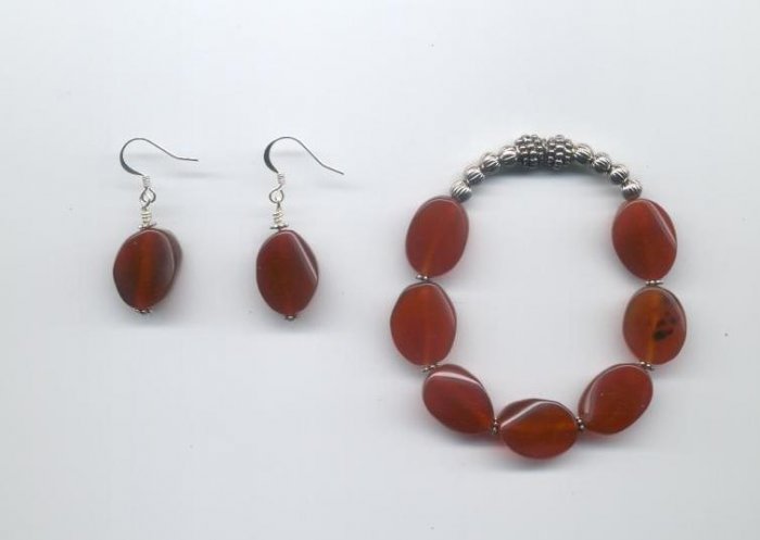 Carnelian Bracelet & Earring Set