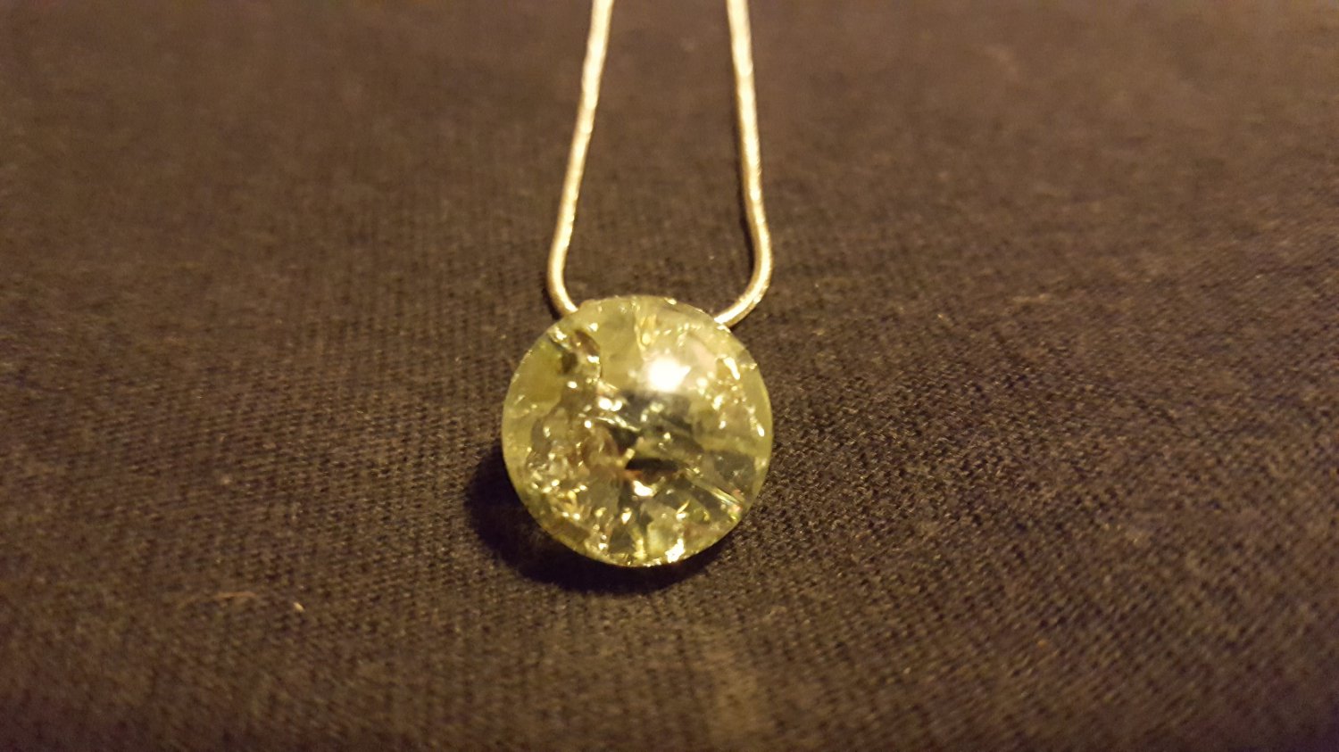 Clear Cracked Marble on Snake Chain