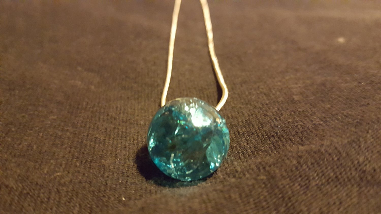 Blue Cracked Marble on Snake Chain