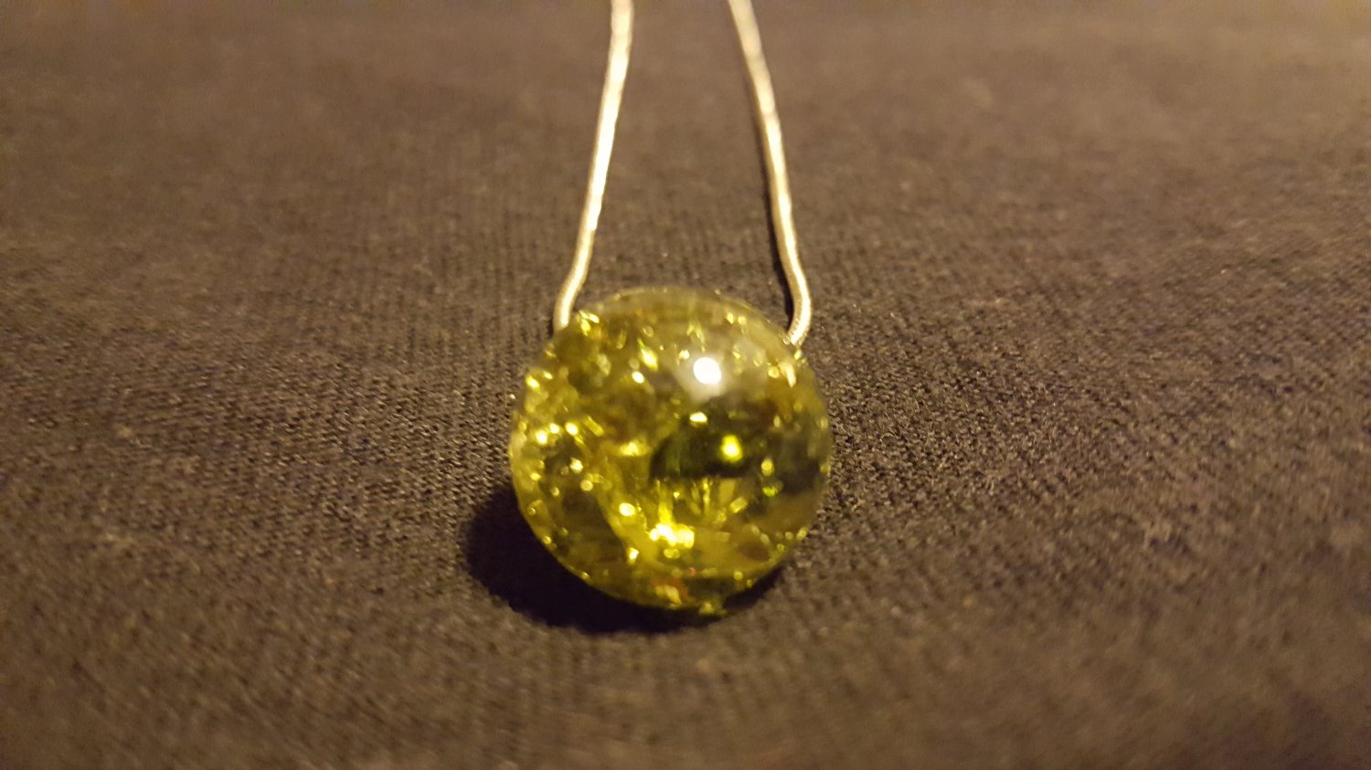 Yellow Cracked Marble on Snake Chain