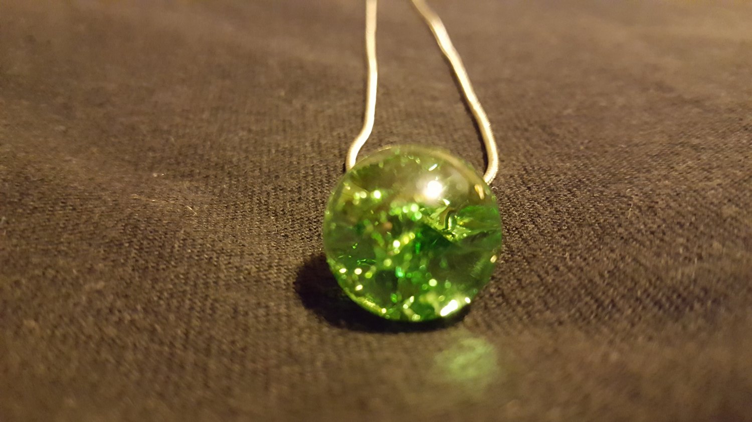 Green Cracked Marble on Snake Chain