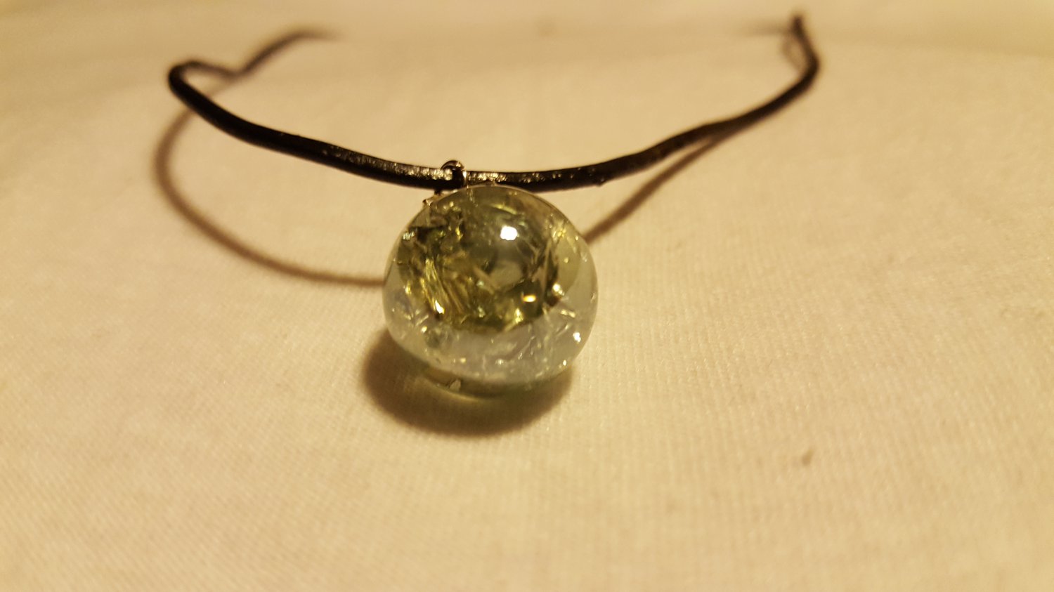 Clear Cracked Marble on Leather Cord
