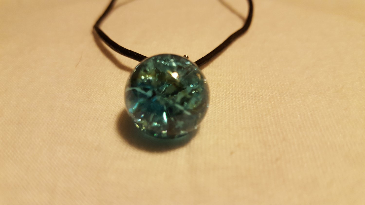 Blue Cracked Marble on Leather Cord