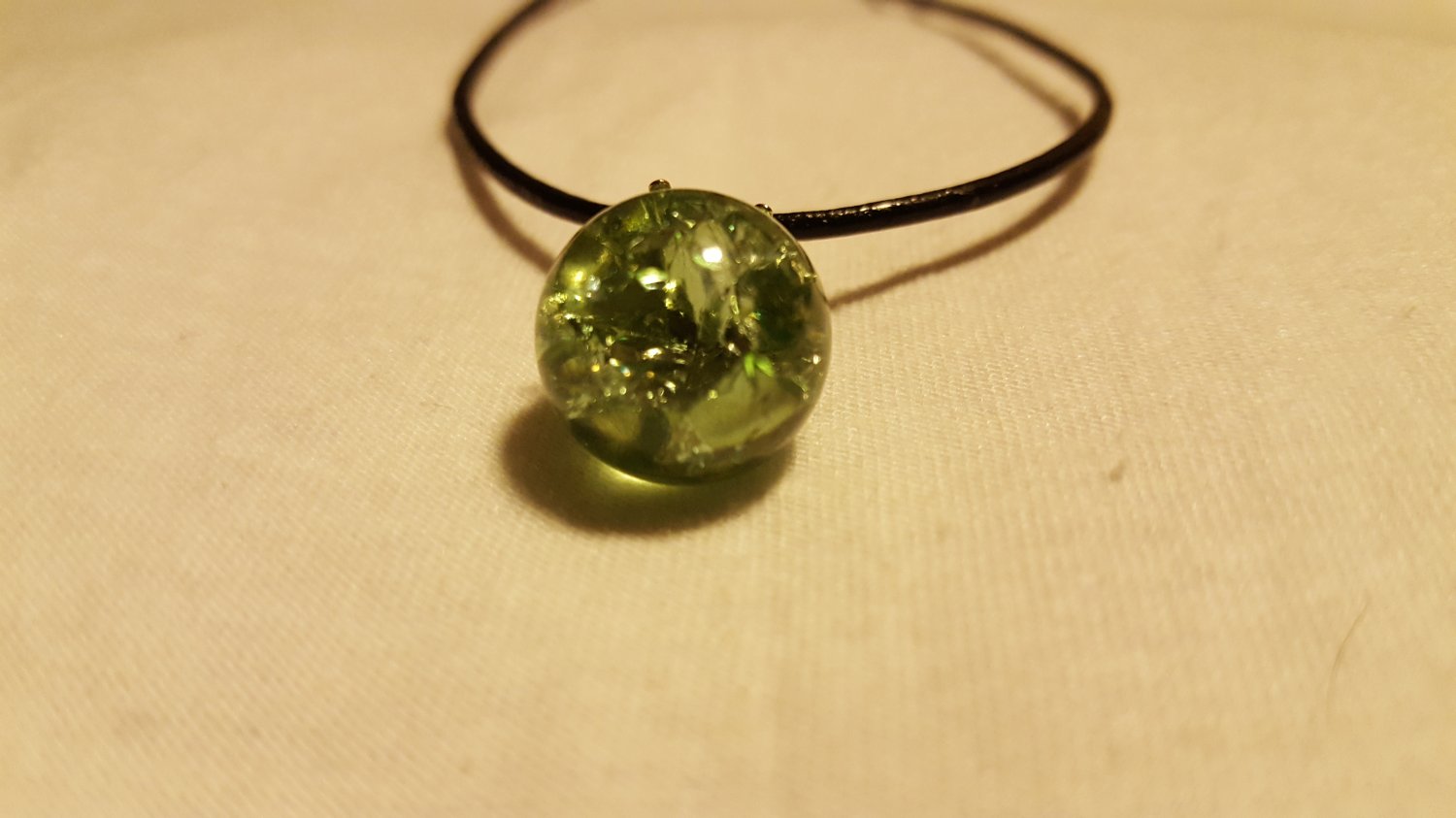 Green Cracked Marble on Leather Cord