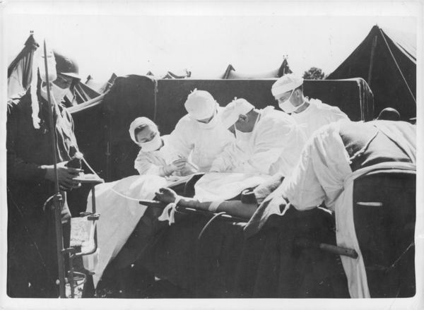 World War II U S Army Doctors Perform Operation Out Of Doors 8x10 Photo