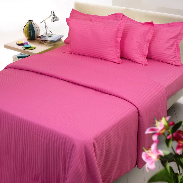Hot Pink Striped Queen Size Sheet Set 1000 Thread Count Egyptian Cotton