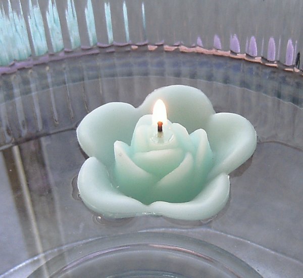 12 Mint Floating Rose Wedding Party Candles candle