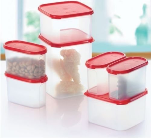 Tupperware Kitchen Storage Modular Mates Essential Set (Set of 7 - Red Lids)