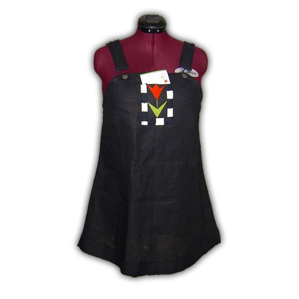 Black Linen Pinafore Dress