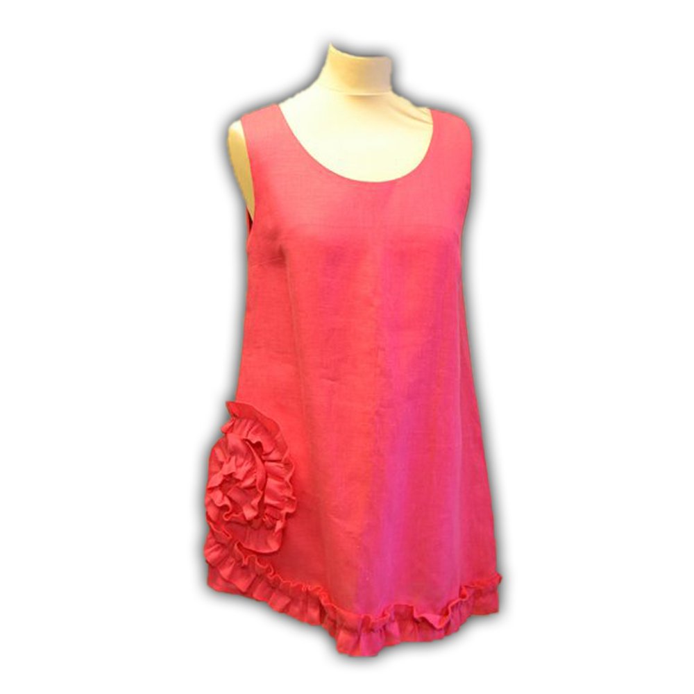 Pink Linen Pinafore Dress