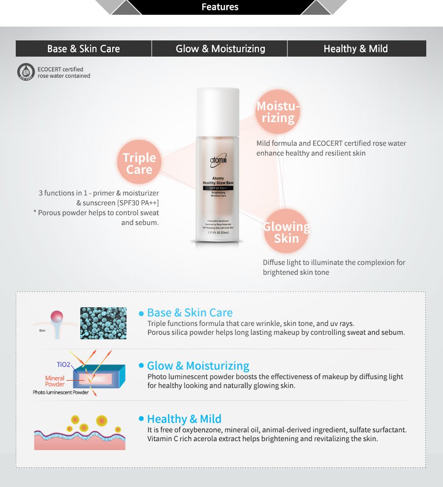 Atomy Healthy Glow Base Ml Makeup Spf Moisturizing Brightening