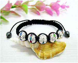 MULTI-COLOR AND CLEAR BEADS SHAMBALLA BRACELET