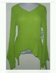 DRESS U BY SHARON LIME GREEN V NECK BLOUSE