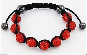 RED SHAMBALLA BRACELET DISCO BALL CZ CRYSTALS