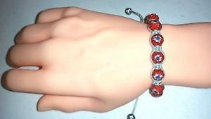 RED WHITE AND BLUE BRACELET ADJUSTABLE GREY STRAND