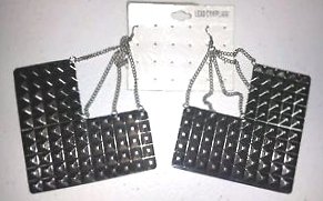 SILVER TONE STUDDED VEE SHAPE EARRINGS